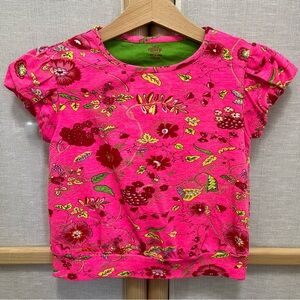 Oilily Girls Floral Neon Pink T-shirt Size 6Y
